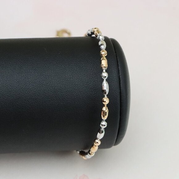 "Dual-Tone Beaded Rose Gold & Silver Bracelet with Adjustable Fit, XPBL0777 - Picture 8 of 12